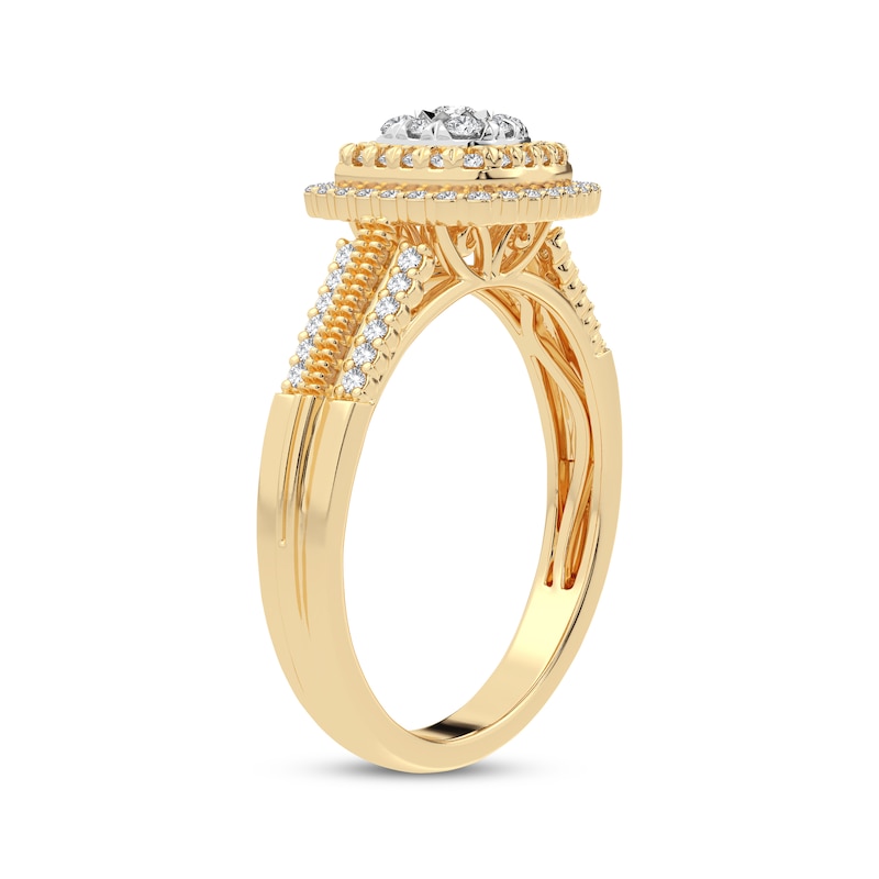 Diamond Cushion Engagement Ring 1/3 ct tw Round-cut 10K Yellow Gold