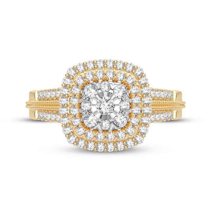 Diamond Cushion Engagement Ring 1/3 ct tw Round-cut 10K Yellow Gold