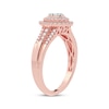 Thumbnail Image 2 of Multi-Diamond Center Pear Double Halo Engagement Ring 1/3 ct tw Round-cut 10K Rose Gold