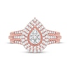 Thumbnail Image 3 of Multi-Diamond Center Pear Double Halo Engagement Ring 1/3 ct tw Round-cut 10K Rose Gold