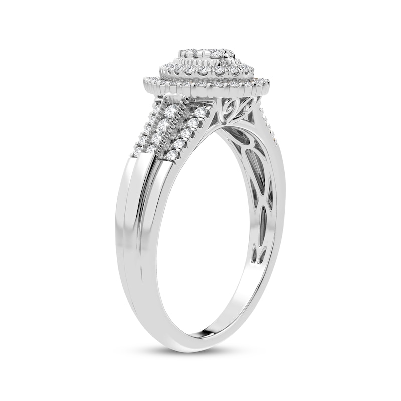 Main Image 2 of Multi-Diamond Center Pear Engagement Ring 1/3 ct tw Round-cut 10K White Gold