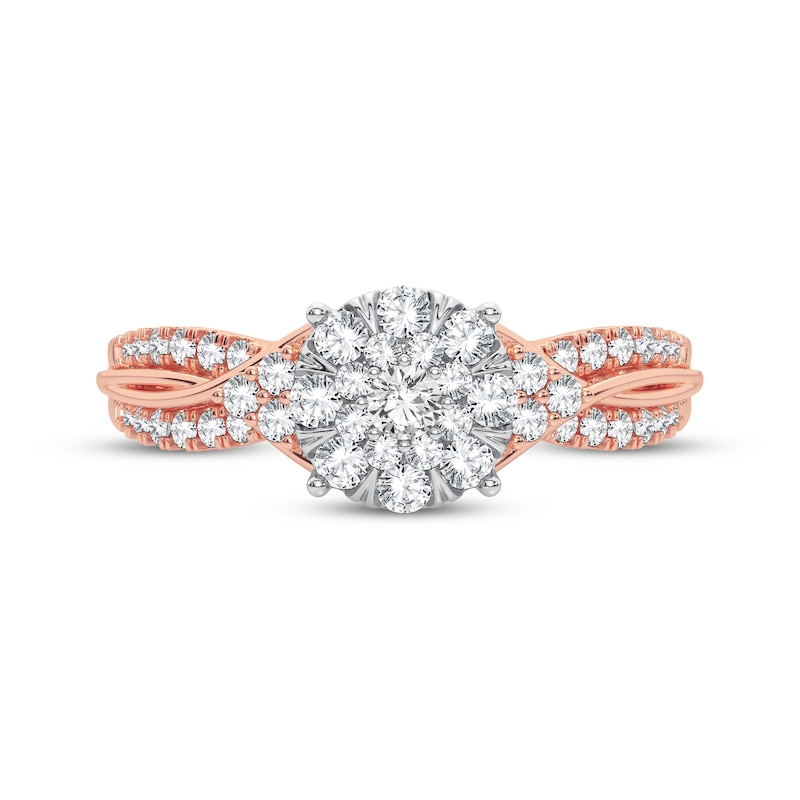 Main Image 3 of Multi-Diamond Center Round Engagement Ring 3/8 ct tw Round-cut 10K Rose Gold