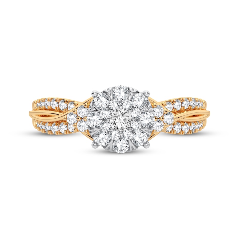 Main Image 3 of Multi-Diamond Center Round Engagement Ring 3/8 ct tw Round-cut 10K Yellow Gold