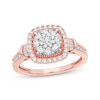 Thumbnail Image 1 of Multi-Diamond Center Cushion Engagement Ring 3/8 ct tw Round & Baguette-cut 10K Rose Gold