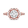 Thumbnail Image 3 of Multi-Diamond Center Cushion Engagement Ring 3/8 ct tw Round & Baguette-cut 10K Rose Gold