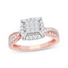 Thumbnail Image 0 of Multi-Diamond Center Engagement Ring 3/8 ct tw Princess & Round-cut 10K Rose Gold