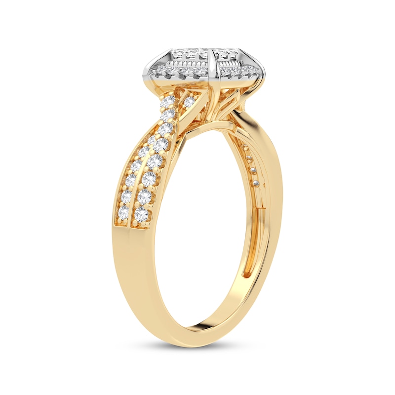 Main Image 2 of Multi-Diamond Center Engagement Ring 3/8 ct tw Princess & Round-cut 10K Yellow Gold