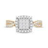 Thumbnail Image 3 of Multi-Diamond Center Engagement Ring 3/8 ct tw Princess & Round-cut 10K Yellow Gold