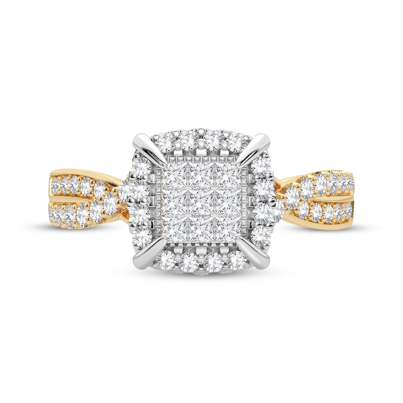 Main Image 3 of Multi-Diamond Center Engagement Ring 3/8 ct tw Princess & Round-cut 10K Yellow Gold