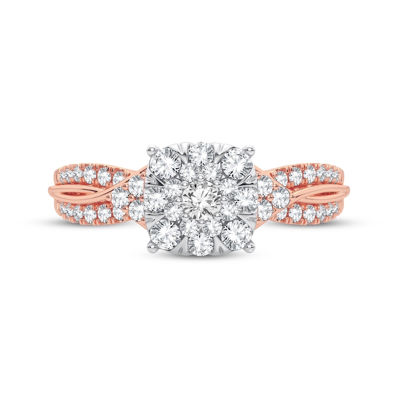 Main Image 3 of Multi-Diamond Center Engagement Ring 3/8 ct tw Round-cut 10K Rose Gold