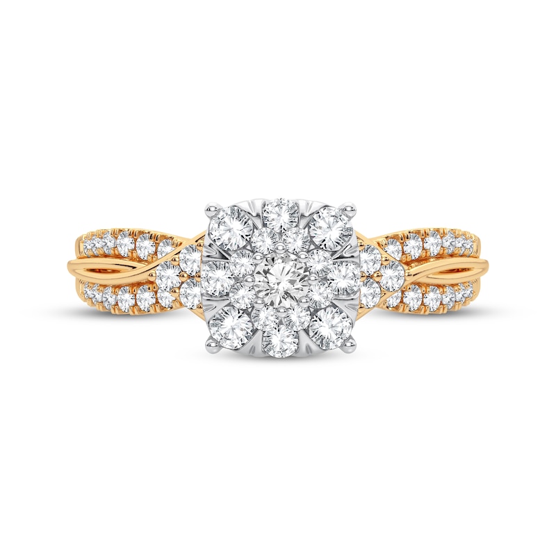 Multi-Diamond Center Engagement Ring 3/8 ct tw Round-cut 10K Yellow Gold