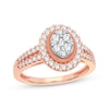 Thumbnail Image 1 of Now + Forever Multi-Diamond Center Oval Engagement Ring 3/8 ct tw Round-cut 10K Rose Gold