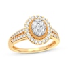 Thumbnail Image 1 of Multi-Diamond Center Oval Engagement Ring 3/8 ct tw Round-cut 10K Yellow Gold