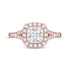 Thumbnail Image 3 of Multi-Diamond Center Split Shank Engagement Ring 3/8 ct tw Round-cut 10K Rose Gold