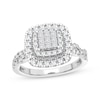 Thumbnail Image 0 of Multi-Diamond Center Cushion Twist Engagement Ring 3/8 ct tw Princess & Round-cut 10K White Gold