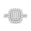 Thumbnail Image 2 of Multi-Diamond Center Cushion Twist Engagement Ring 3/8 ct tw Princess & Round-cut 10K White Gold