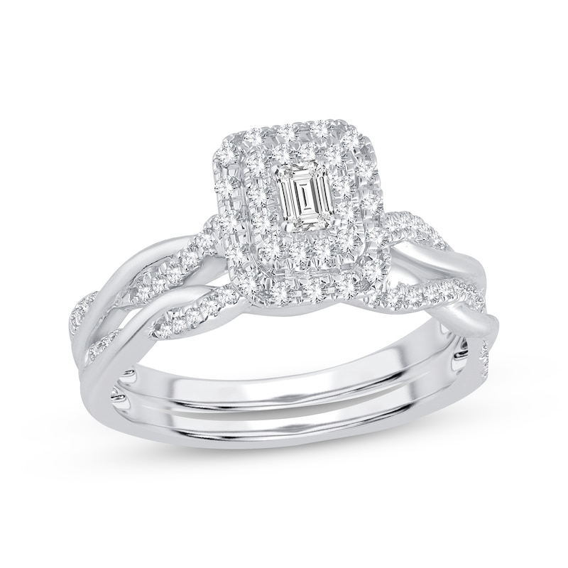 Main Image 1 of Now + Forever Diamond Bridal Set 3/8 ct tw Emerald & Round-cut 10K White Gold