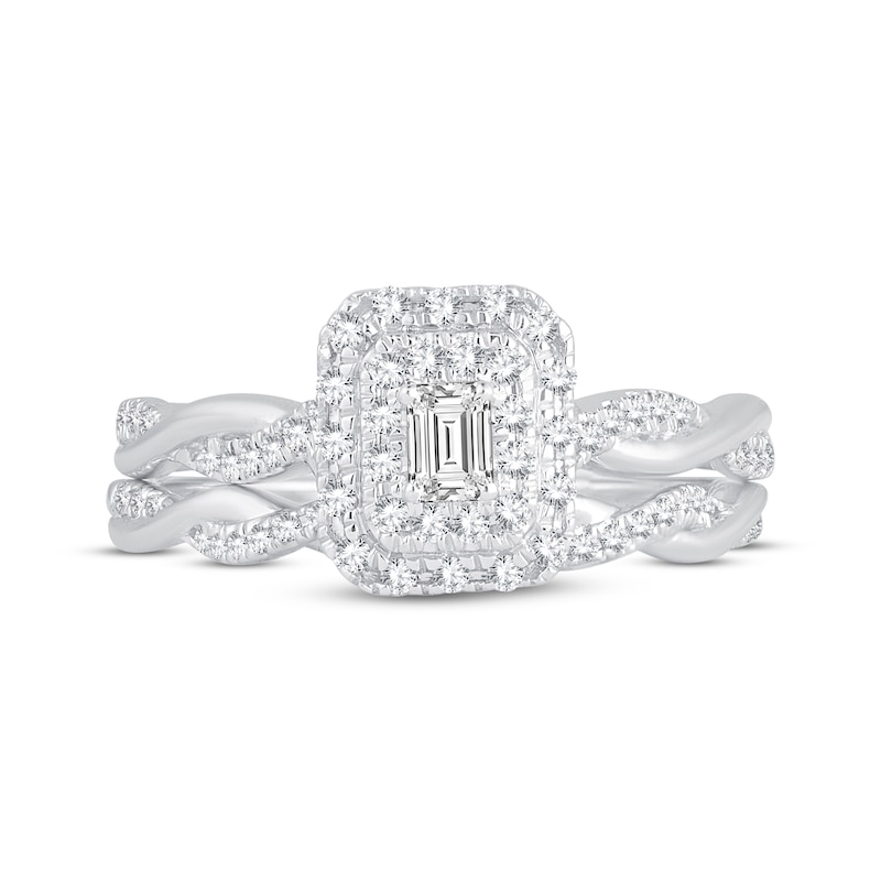 Main Image 3 of Now + Forever Diamond Bridal Set 3/8 ct tw Emerald & Round-cut 10K White Gold