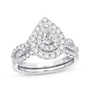 Thumbnail Image 1 of Diamond Bridal Set 3/4 ct tw Pear & Round-cut 10K White Gold