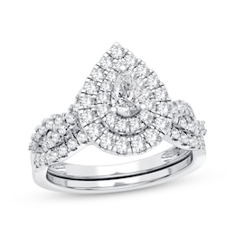 Now + Forever Diamond Bridal Set 3/4 ct tw Pear & Round-cut 10K White Gold