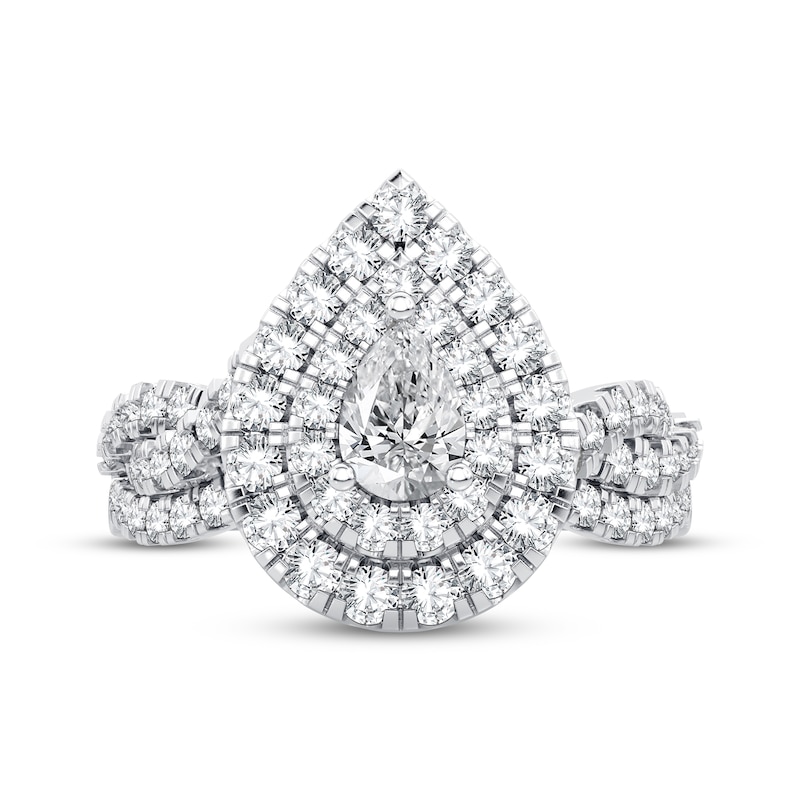 Main Image 3 of Diamond Bridal Set 3/4 ct tw Pear & Round-cut 10K White Gold