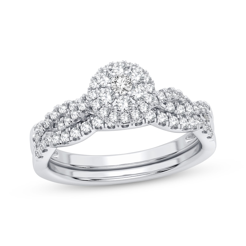 Main Image 1 of Diamond Bridal Set 1/2 ct tw Round-cut 10K White Gold