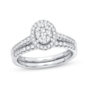 Thumbnail Image 1 of Now + Forever Multi-Diamond Center Oval Frame Bridal Set 3/8 ct tw 10K White Gold