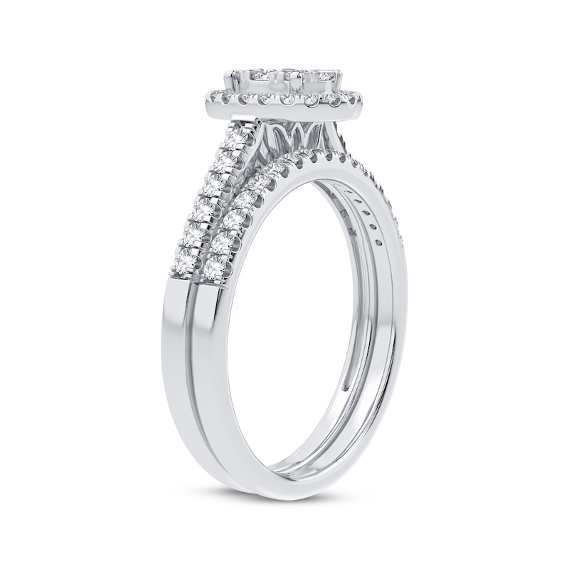 Main Image 2 of Now + Forever Multi-Diamond Center Oval Frame Bridal Set 3/8 ct tw 10K White Gold