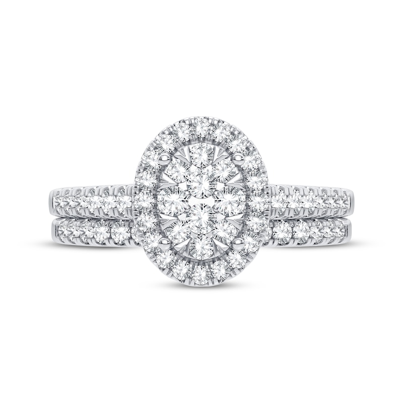 Main Image 3 of Now + Forever Multi-Diamond Center Oval Frame Bridal Set 3/8 ct tw 10K White Gold