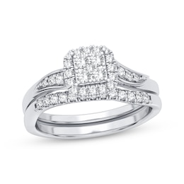 Multi-Diamond Center Bridal Set 3/8 ct tw Round-cut 10K White Gold
