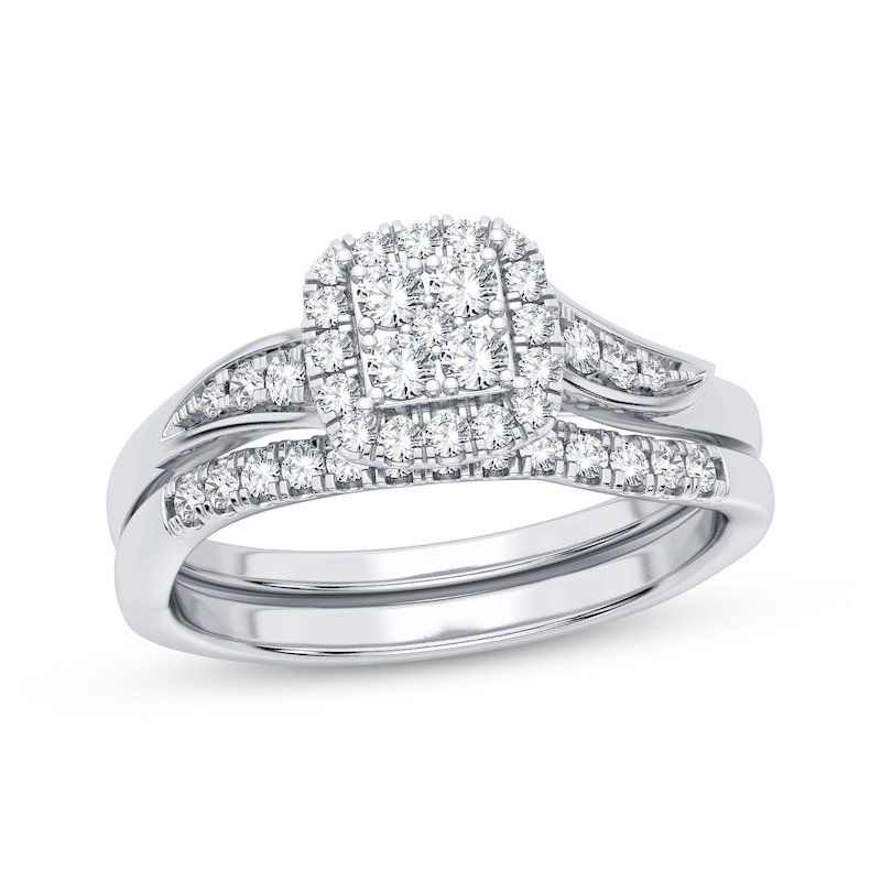 Main Image 1 of Multi-Diamond Center Bridal Set 3/8 ct tw Round-cut 10K White Gold