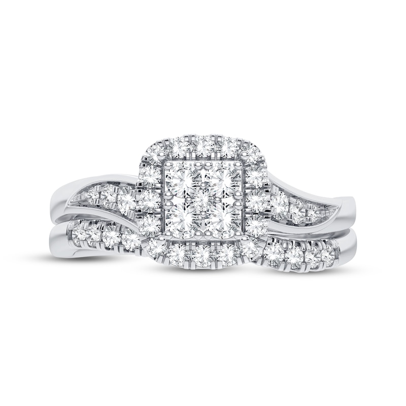 Main Image 3 of Multi-Diamond Center Bridal Set 3/8 ct tw Round-cut 10K White Gold