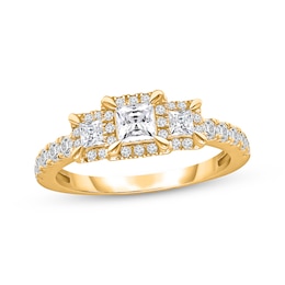 Princess-Cut Diamond Three-Stone Engagement Ring 1 ct tw 10K Yellow Gold