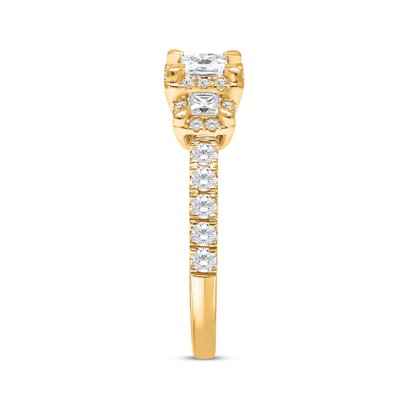 Princess-Cut Diamond Three-Stone Engagement Ring 1 ct tw 10K Yellow Gold