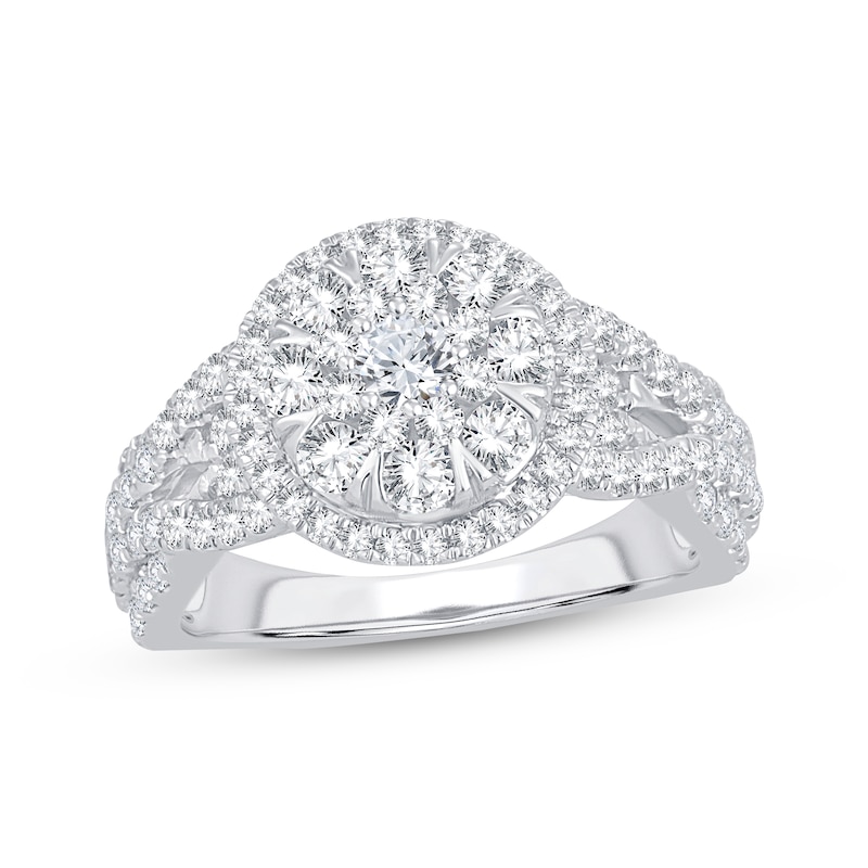 Main Image 1 of Now + Forever Multi-Diamond Center Halo Engagement Ring 1-1/2 ct tw 10K White Gold