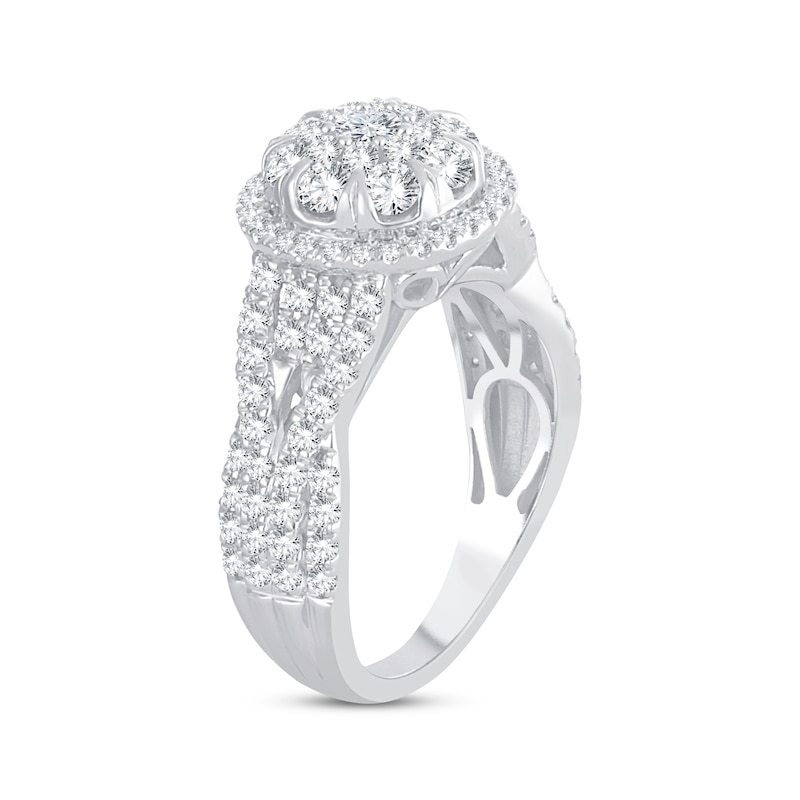 Main Image 2 of Now + Forever Multi-Diamond Center Halo Engagement Ring 1-1/2 ct tw 10K White Gold