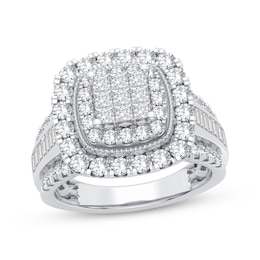 Princess-Cut Multi-Diamond Center Engagement Ring 1-1/2 ct tw 10K White Gold