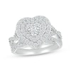 Thumbnail Image 1 of Multi-Diamond Center Heart Twist Bridal Set 1-1/5 ct tw 10K White Gold