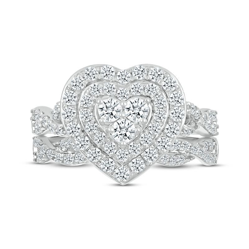 Main Image 2 of Now + Forever Multi-Diamond Center Heart Twist Bridal Set 1-1/5 ct tw 10K White Gold