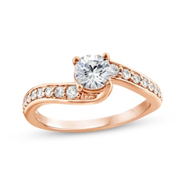 Round-Cut Diamond Bypass Engagement Ring 7/8 ct tw 14K Rose Gold