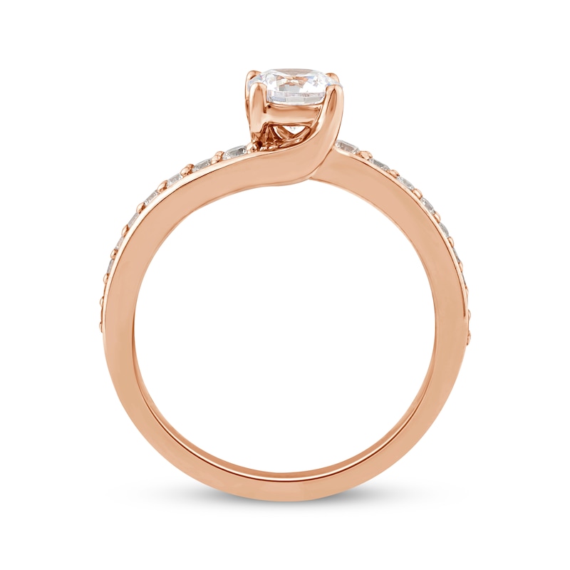 Main Image 3 of Round-Cut Diamond Bypass Engagement Ring 7/8 ct tw 14K Rose Gold