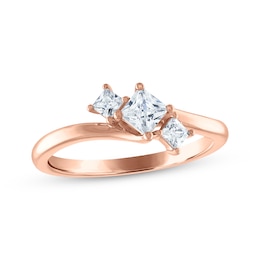 Memories Moments Magic Princess-Cut Diamond Three-Stone Engagement Ring 1/2 ct tw 14K Rose Gold