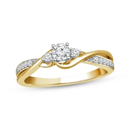 Memories Moments Magic Diamond Bypass Engagement Ring 1/3 ct tw 10K Yellow Gold