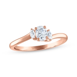 Memories Moments Magic Oval and Marquise-Cut Diamond Three-Stone Engagement Ring 1/2 ct tw 14K Rose Gold