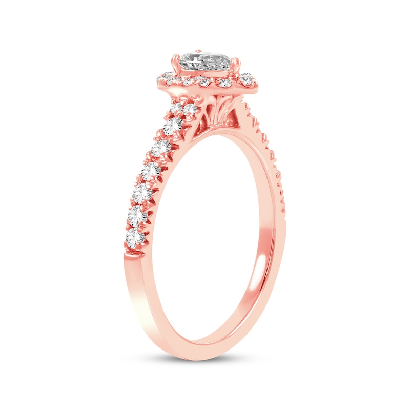 Main Image 2 of Pear-Shaped & Round-Cut Diamond Engagement Ring 3/4 ct tw 14K Rose Gold