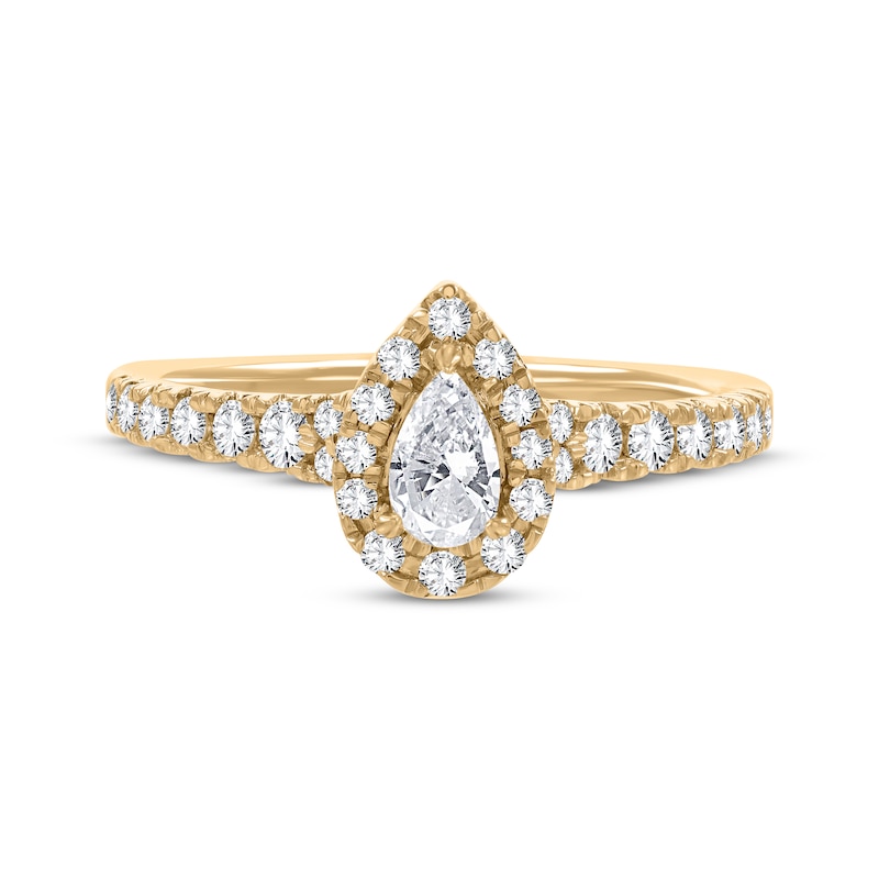 Main Image 3 of Now + Forever Pear-Shaped & Round-Cut Diamond Engagement Ring 3/4 ct tw 14K Yellow Gold