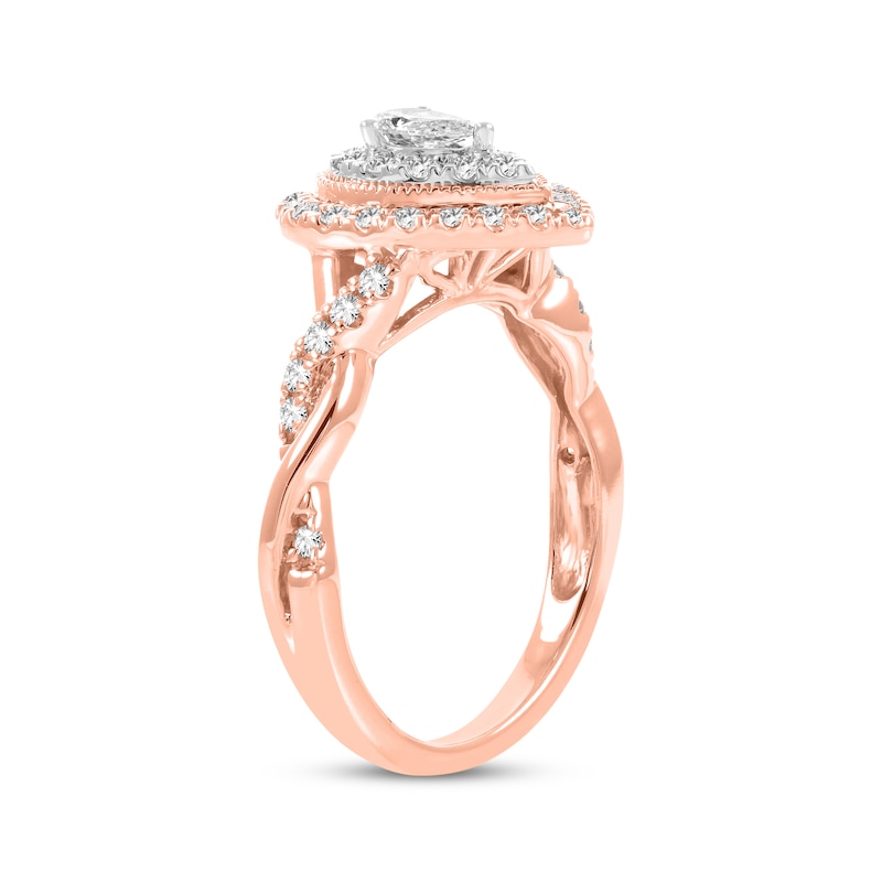 Main Image 2 of Pear-Shaped & Round-Cut Diamond Engagement Ring 5/8 ct tw 14K Rose Gold