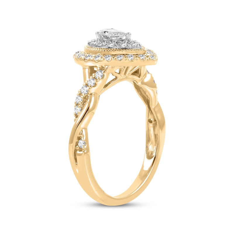 Main Image 2 of Pear-Shaped & Round-Cut Diamond Engagement Ring 5/8 ct tw 14K Yellow Gold