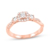 Thumbnail Image 1 of Now + Forever Princess & Round-Cut Diamond Three-Stone Engagement Ring 1/2 ct tw 14K Rose Gold