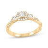 Thumbnail Image 1 of Princess & Round-Cut Diamond Three-Stone Engagement Ring 1/2 ct tw 14K Yellow Gold